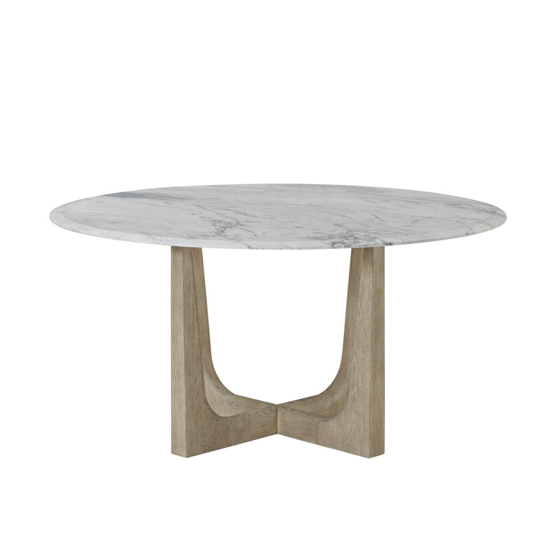 Repose Round Marble Dining Table, Gray Oak