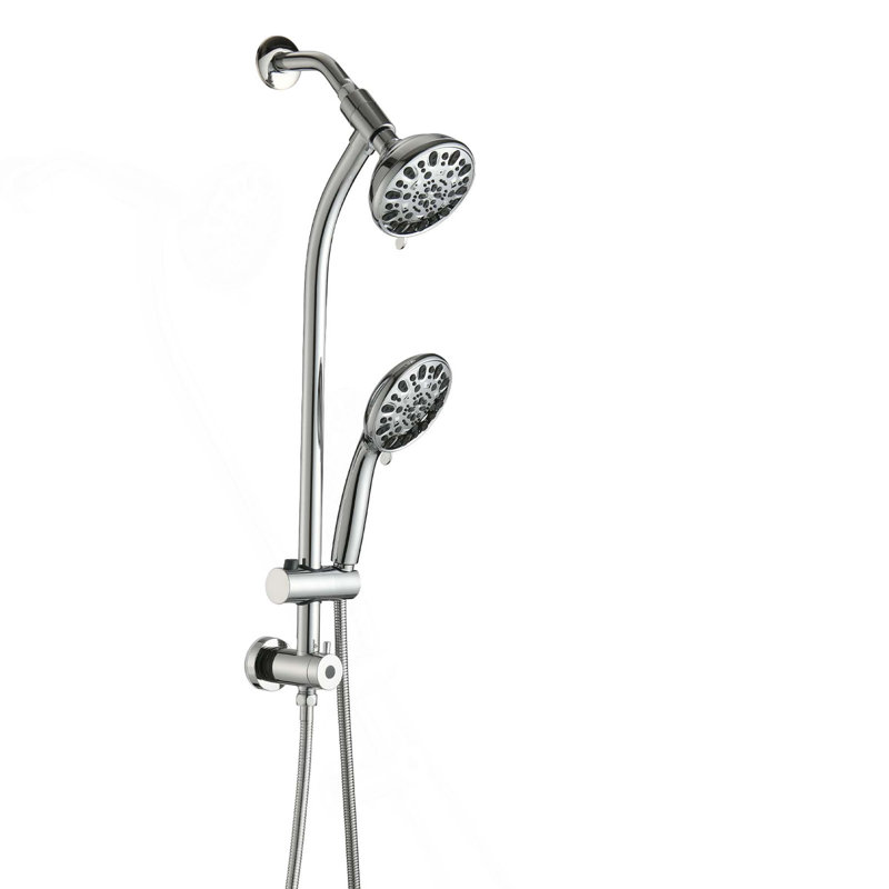 Douche à pluie sans outil de 5 po et combinaison de 7 jets à main avec barre coulissante réglable de 26 po, débit double 1,8 GPM WaterSense