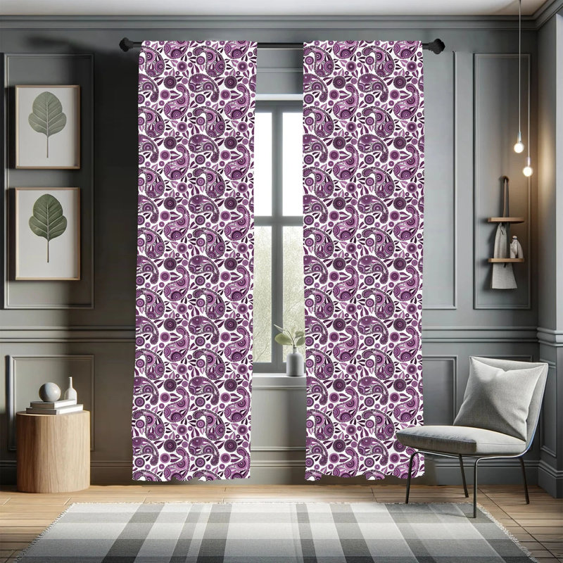 Paisley Semi-Sheer Rod Pocket Curtain Panels, 28" x 84"