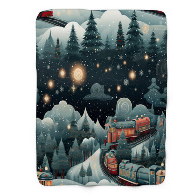 Snow Train - 1 Piece Premium Sherpa Blanket