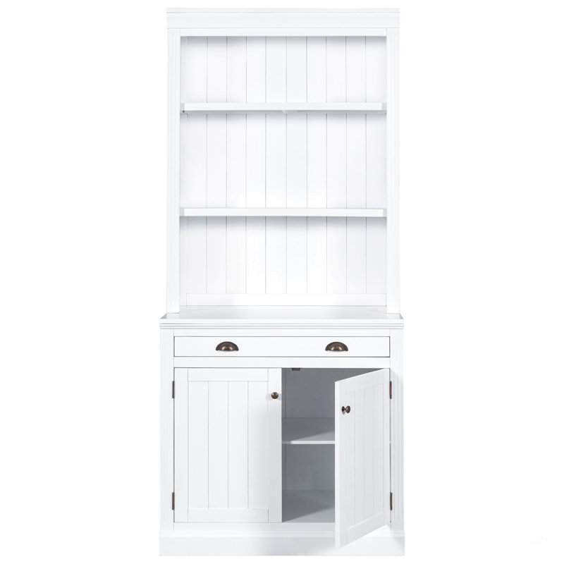 83.4"Tall Bookshelf Suite, Modern Bookcase Suite with 3 pieces LED Lighting,Doors and Drawers,2-Piece Set Storage Bookcase with Open Shelves for Living Room,Home Office,White