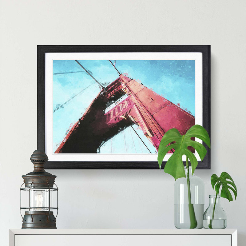 View of the Golden Gate Bridge in San Francisco - Picture Frame Graphic Art Print, 50cm H x 76cm W x 2cm D, Black