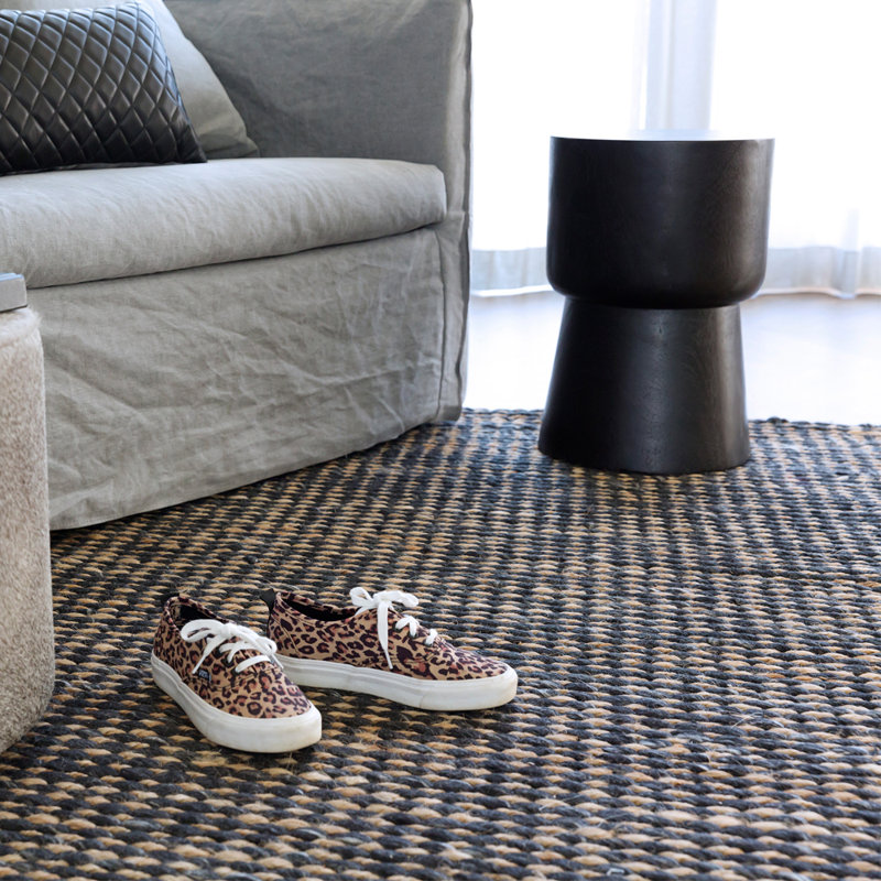 Gemini Geometric Area Rug in Black/Tan, Rectangle 6'7" x 9'8"