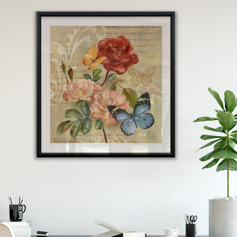 Papillon botanique II - reproduction de cadre photo, H 22,5 po x l 22,5 po x P 1,5 po