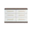 Commode Keny, 6 tiroirs, poignées champagne, bois blanc et brun