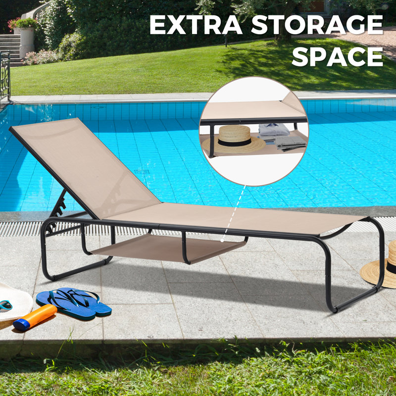 2 Piece Outdoor Chaise Lounge Set With Umbrella