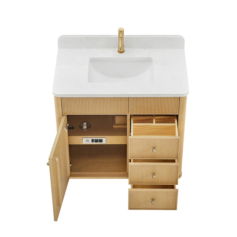 Meuble-lavabo simple 36 po Sefton, Washed Ash Grey