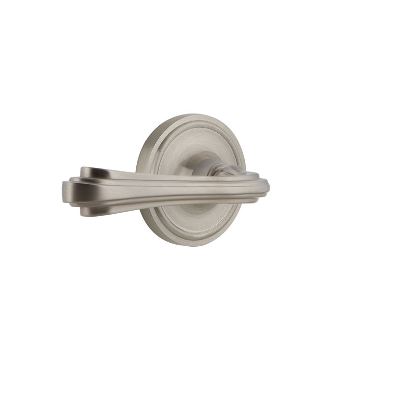 Classic Rosette Double Dummy with Fleur Lever, Satin Nickel