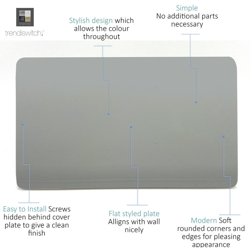 Trendi Switch Double Blanking Plate, Platinum Silver