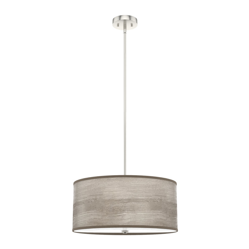 Solhaven 3 - Light Shaded Drum Pendant, Light Gray Oak