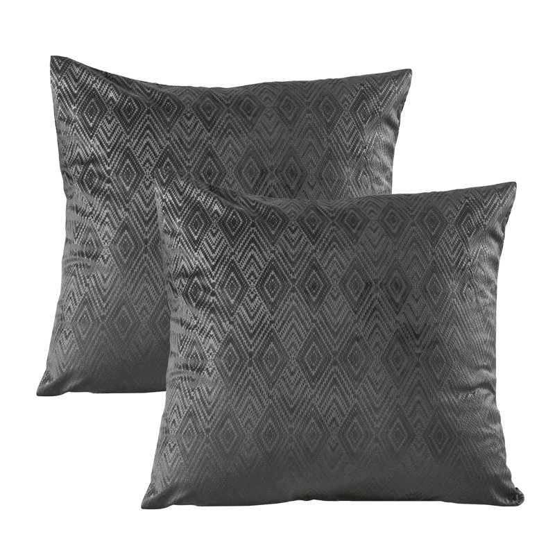 Ikat Velvet Euro Throw Pillow Covers, Gun Metal