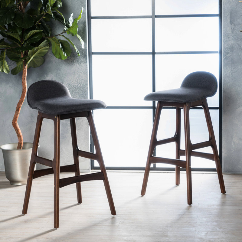 2 revêtement de style Mid-Century moderne, gris anthracite, aspect noyer, structure en bois d'hévéa (2) et noyer
