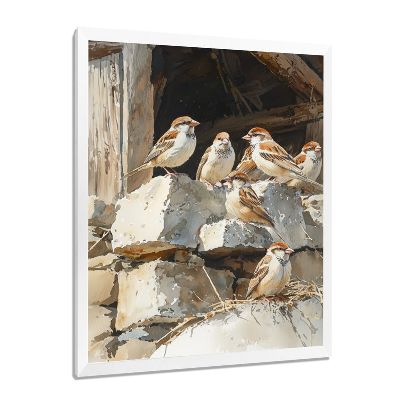 Hansa - Animals Canvas Wall Art, 40" H x 30" W, Single Picture Framed Print, White