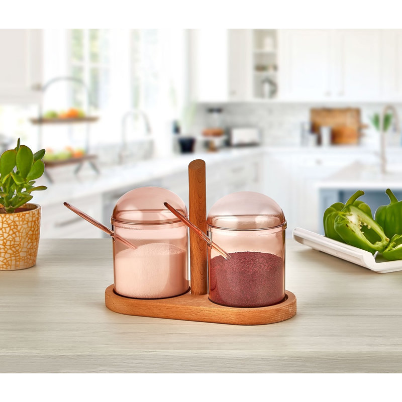 Ensemble de pots à épices et tablettes de cuisine, Bois / brun clair