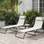 Chaise de plage 2 pièces - filet respirant, 4 inclinables, pliante crème pour chaise longue de plage, cour, extérieur