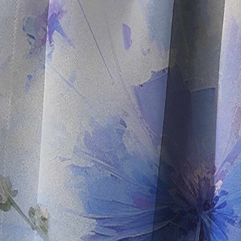 Impression romantique romantique mauve V - rideau occultant floral fleurs de bleuet - 1 panneaux, L 52 po x L 120 po