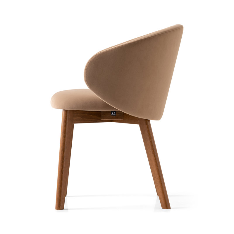Tuka Upholstered Armchair with Wooden Frame, Walnut, Camel Brown