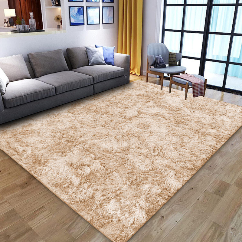 Fairton Rug Super Soft Shaggy Living Room | Non-Shedding Machine Tufted Floor Beige Color, Rectangle 50 x 80cm