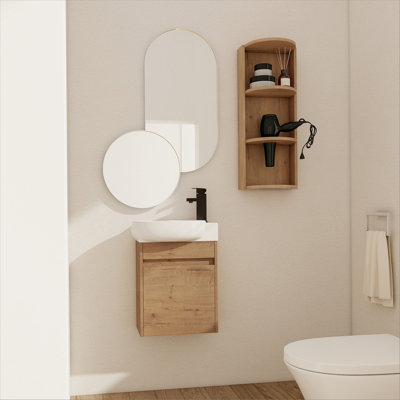 Meuble-lavabo avec lavabo et support de rangement pour petite salle de bain