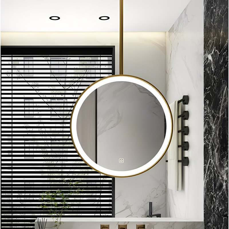 Miroir rond brossé 28 po