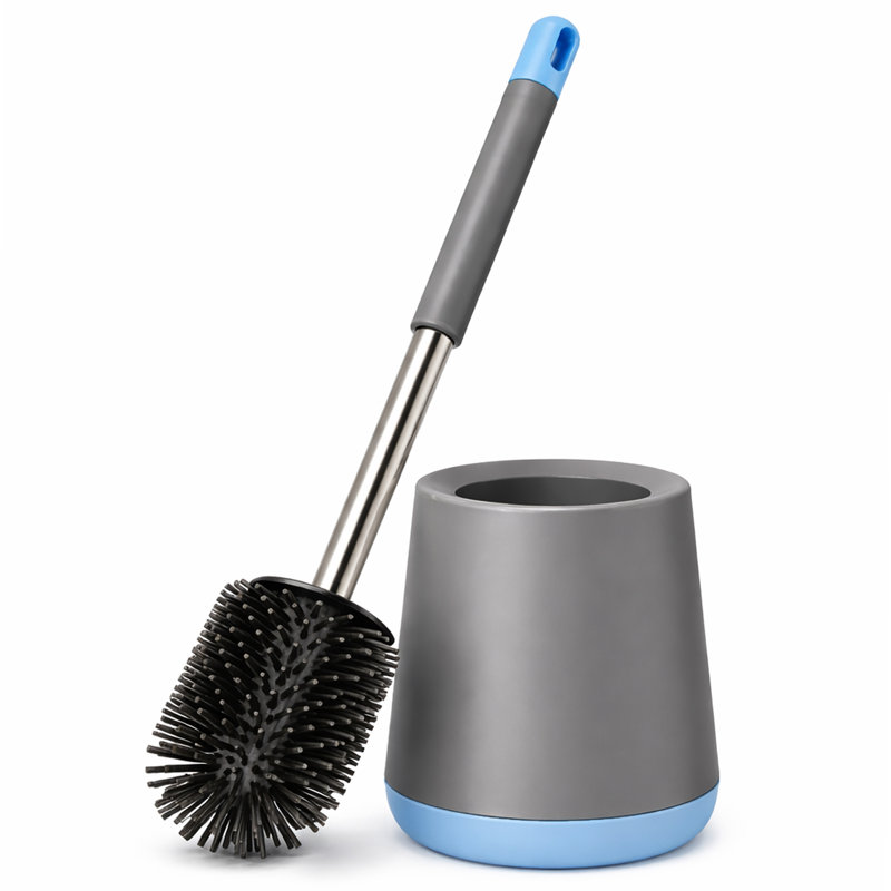 Free-Standing Silicone Toilet Brush with Ventilated Holder