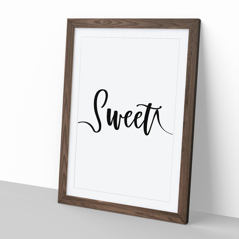 Sweet Dream No.1 - Picture Frame Typography, Walnut Framed, 65cm H x 48cm W x 2cm D