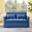 Canapés | Canapé-lit moderne 3 en 1 de 54 po de large convertible 2 places pour le salon | Bleu | Velours
