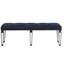 Banc en velours marine foncé avec incrustations de pieds en miroir pour chambre Grace et Allure Intrigue