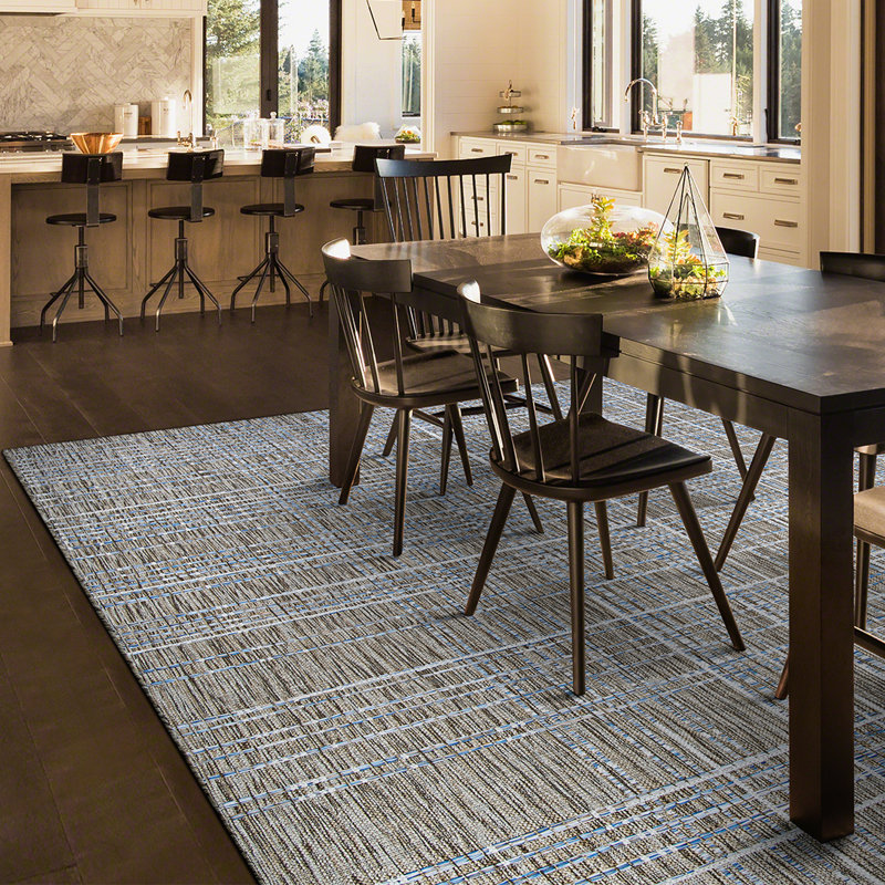 Hitton Plaid Flatweave Sand Ivory Indoor Outdoor Area Rug, Rectangle 6'6" x 9'6"