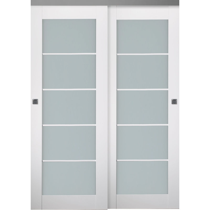 Porte de placard à panneaux et verre coulissant, 80 po x 60 po
