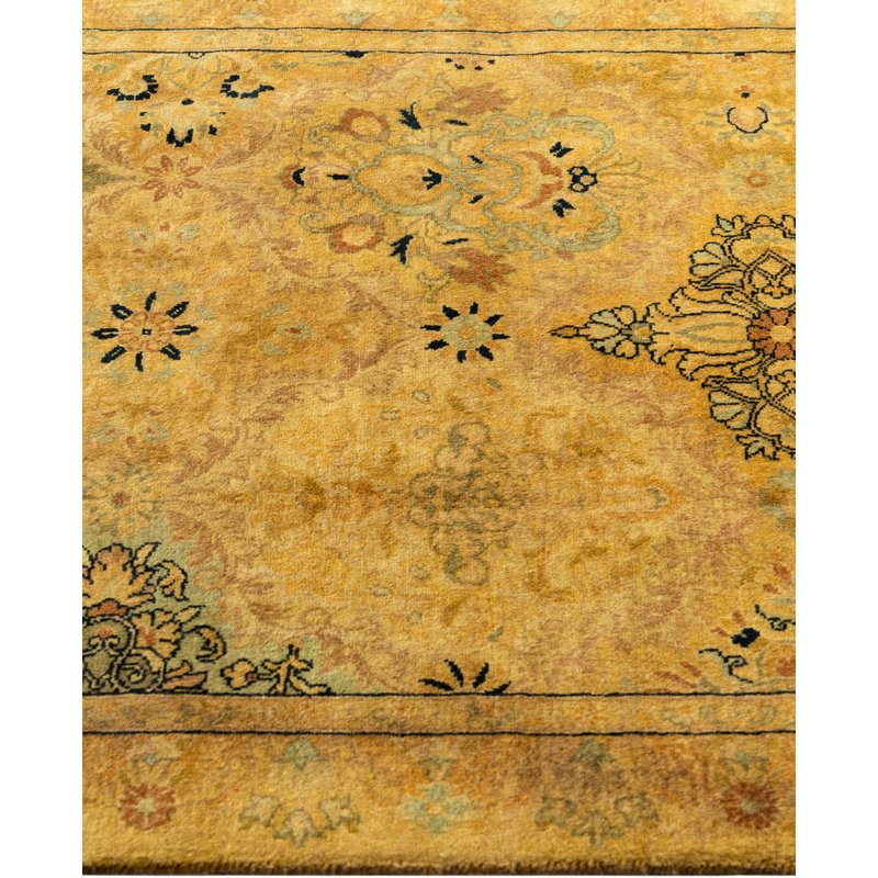 Overdyed Hand-Knotted Wool Modern-Contemporary Yellow Area Rug 2' 8" x 4' 6"