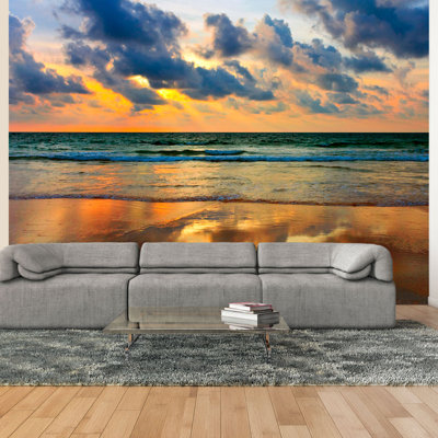 Murale coucher de soleil coloré sur la plage