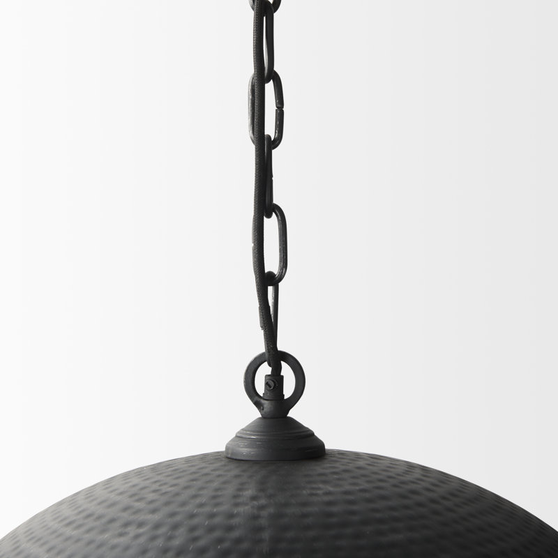 Cartie Hammered Metal Dome Pendant Light, Black, Matte Black, 17" H x 24" W x 24" D