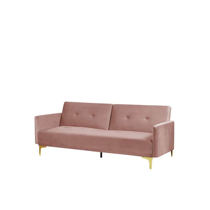 Ethel 3 Seater Velvet Sleeper, Pink