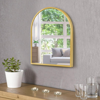 Miroir mural en métal brossé