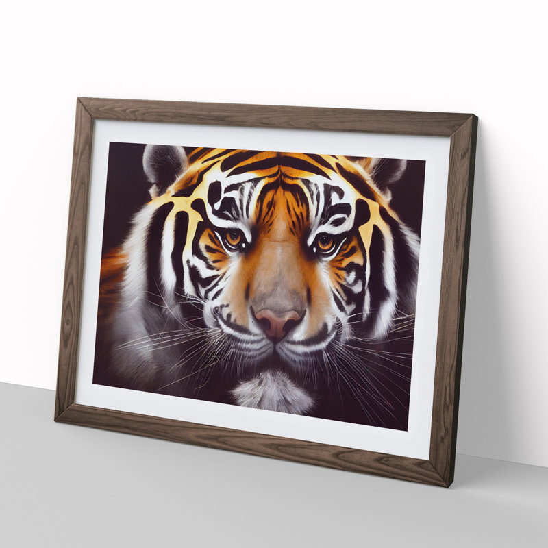 Lovely Tiger 1 Piece Single Picture Frame Wall Art, 34cm H x 46cm W, Brown