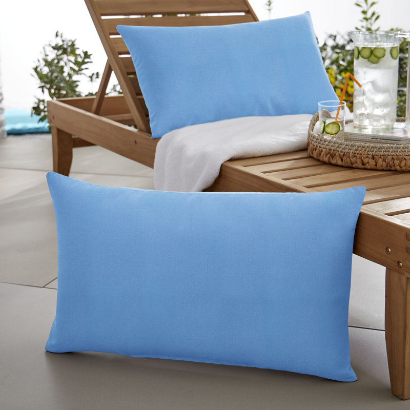  Coussin décoratif intérieur / extérieur Knife Edge, 13 po x 20 po, Bleu de Capri