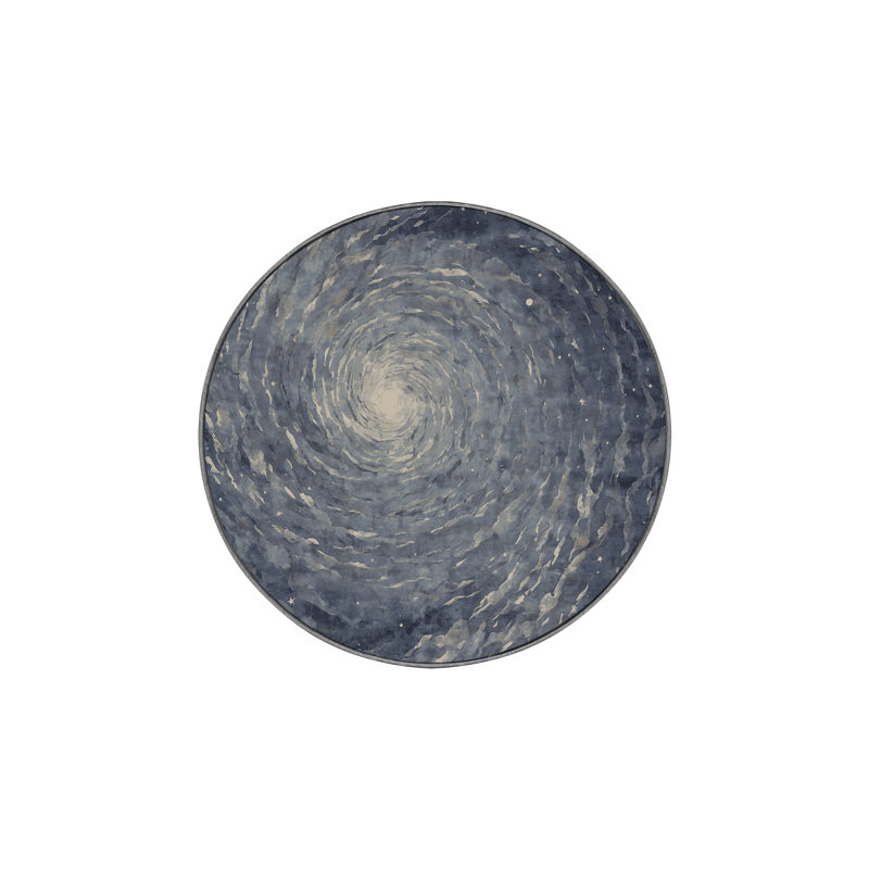 Tapis gris soyeux et moelleux, Rond 3 pi