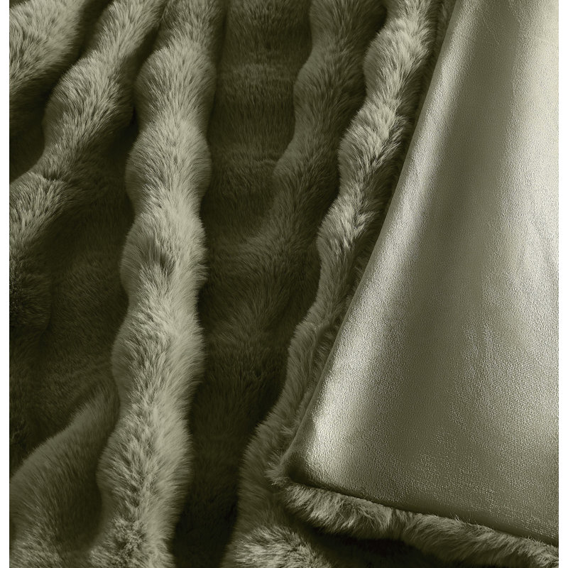 Brooklyn Loom Bubble Faux Fur Comforter Set, King Comforter + 2 Shams, Green