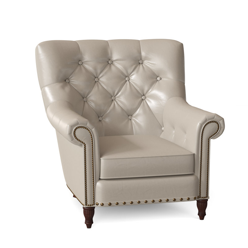 Kirby Leather Club Chair, Outsider Raven Genuine Leather, Mahogany, #9 & #54 French Natural