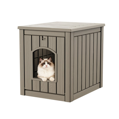 Weatherproof Cat House & Litter Box Enclosure, No-Tool Assembly, Outdoor/Indoor Hideaway