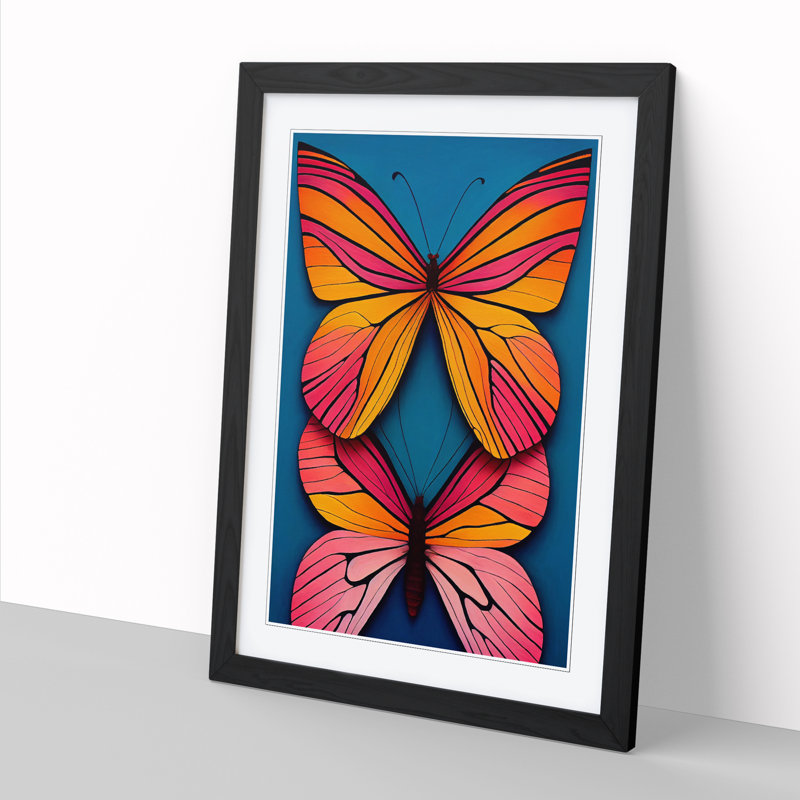 Butterfly Contemporary - Single Picture Frame Print, 64cm H x 46cm W x 2cm D, Black Framed