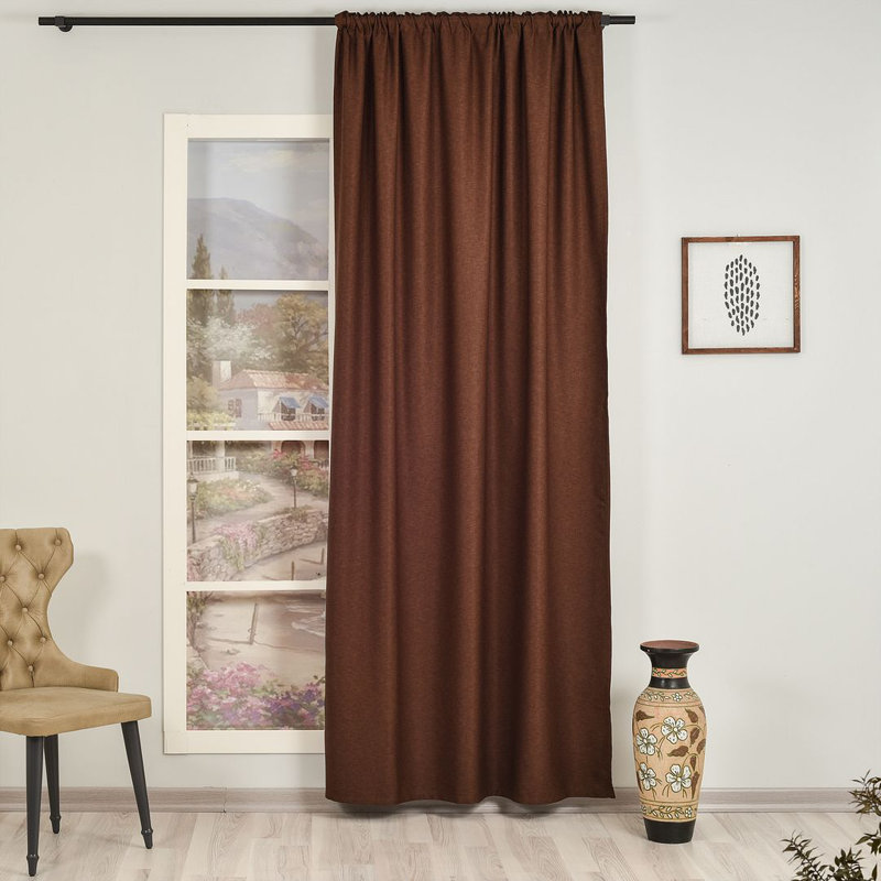 Rideau simple occultant doublé, Brun, L 52 po x L 288 po
