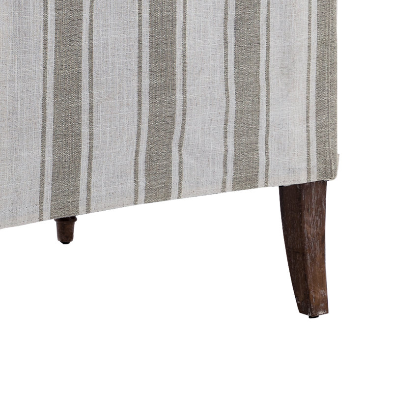 Upholstered Linen Blend Armchair, Brown Stripe Linen