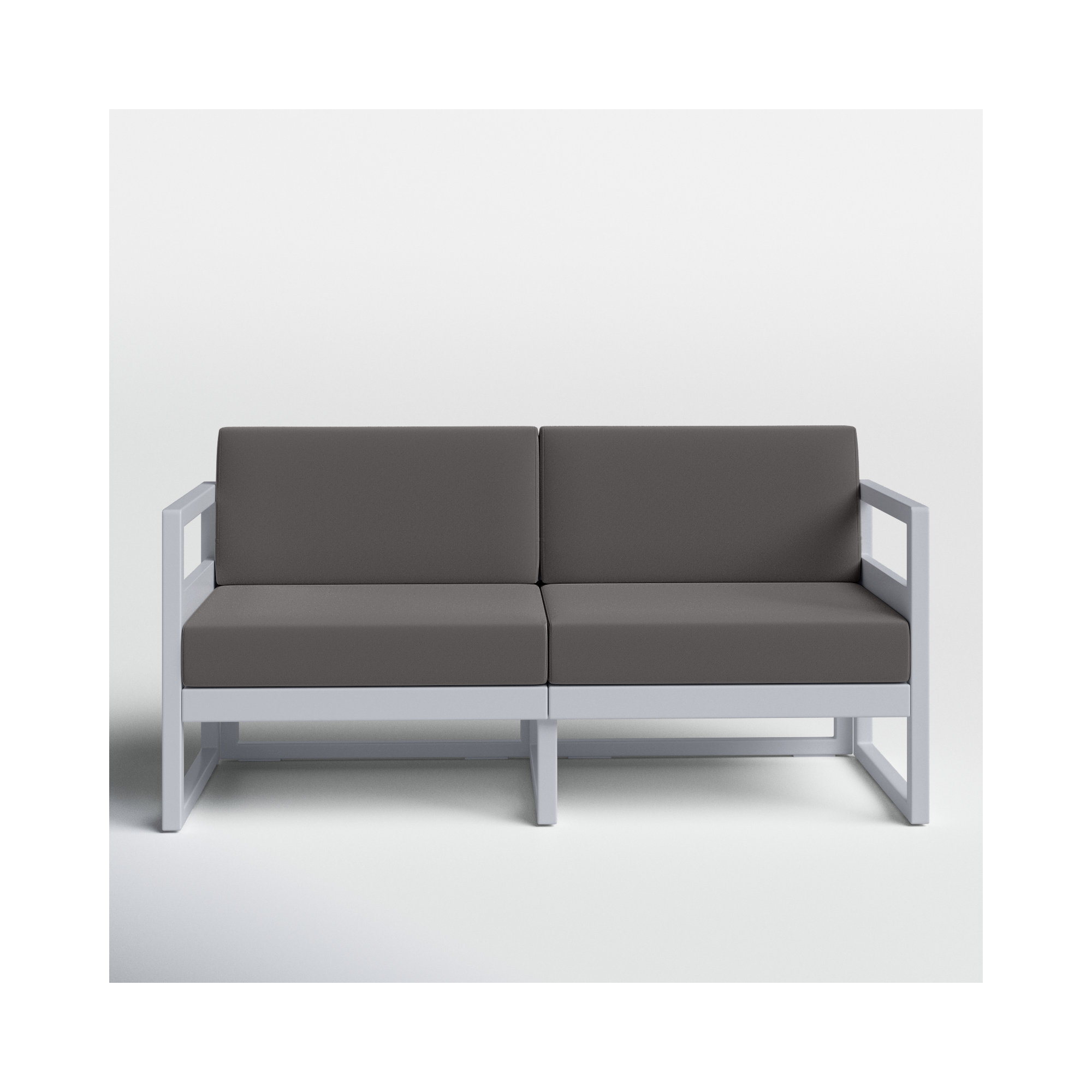 Lane 58'' Wide Straight Loveseat with Cushions, Charcoal, White