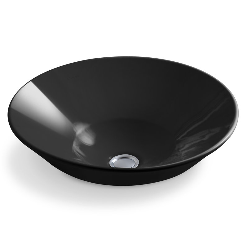 Conical Bell Artist Editions Oval Vessel or Wall Mount Bathroom Sink, Black/White