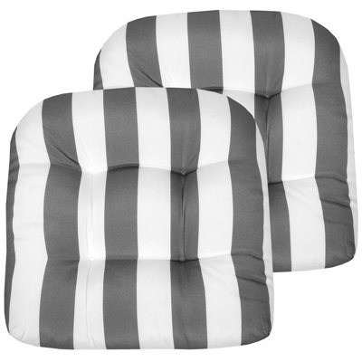 Stripe Patio Cushions Indoor/Outdoor Chair Pad Cushions, Thick Fiber Fill Tufted 19" x 19"