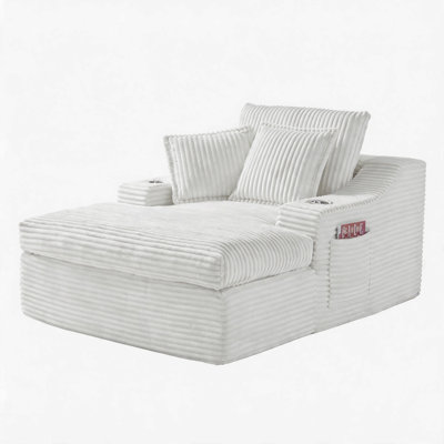 Très grande méridienne intérieure, canapé-lit rembourré 67 po avec porte-gobelets et 3 coussins