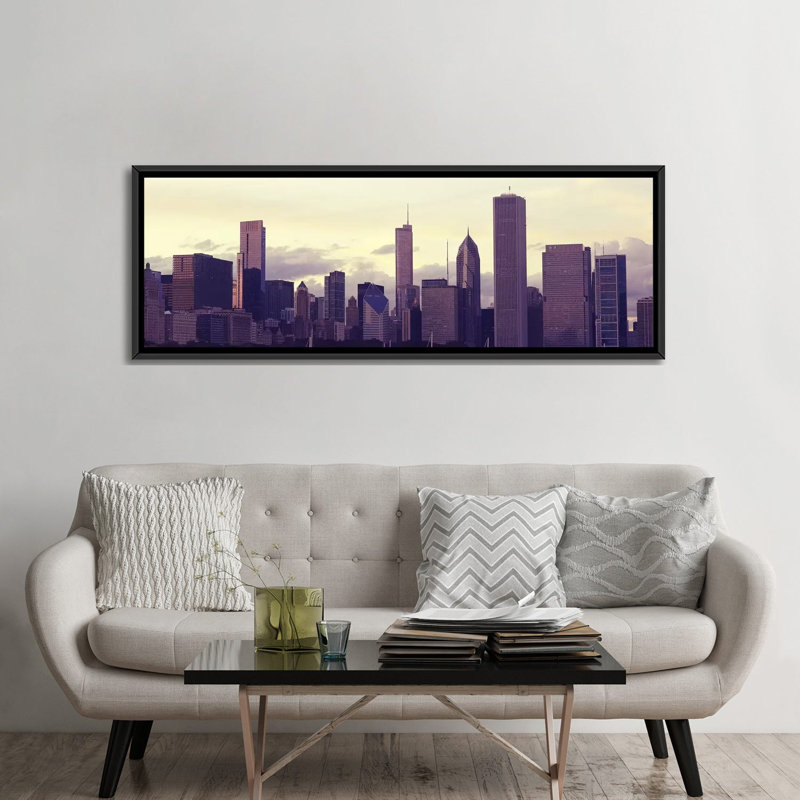Bâtiments de ville au crépuscule, chicago, illinois, états-unis-impression sur toile tendue, H 24 po x l 72 po x P 1,5 po