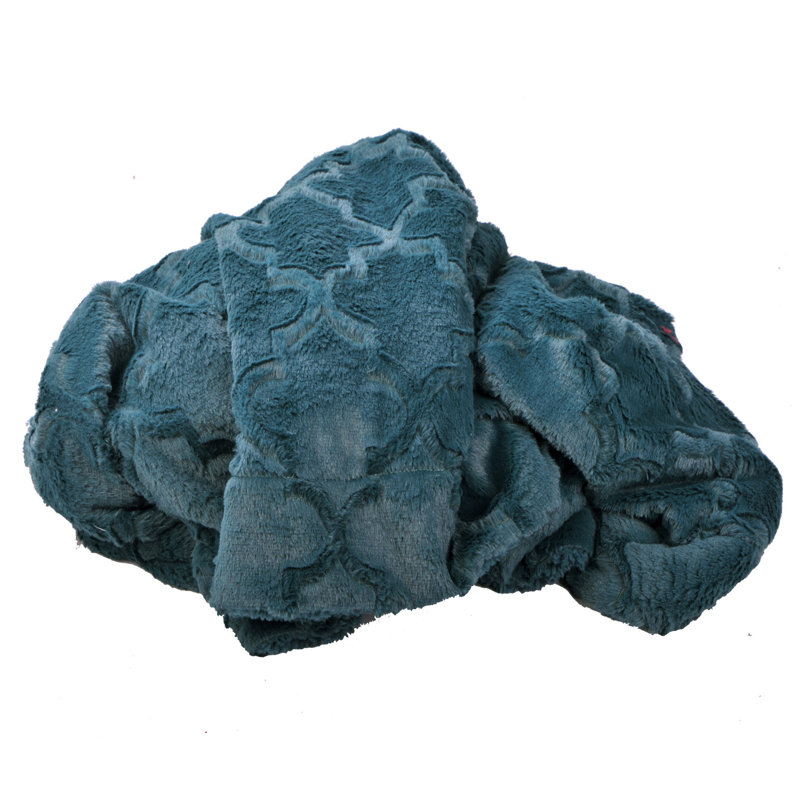 Dark Teal Faux Fur and Sherpa Reversible Throw Blanket, 50" x 60"